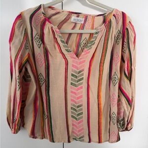 Velvet by Graham & Spencer Beige Multicolor Blouse